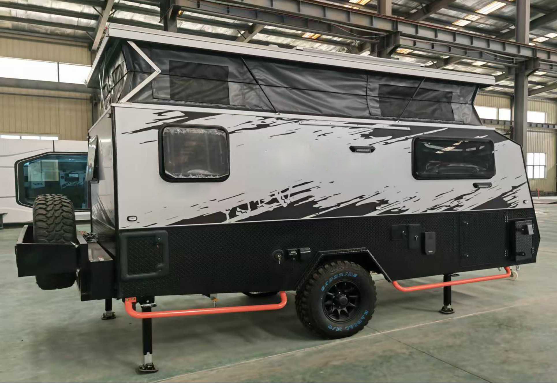 Modern Style 14 Feet Pop Top Fiberglass Truck Camper Towed RV Slide in caravan Canopy Camping Trailers